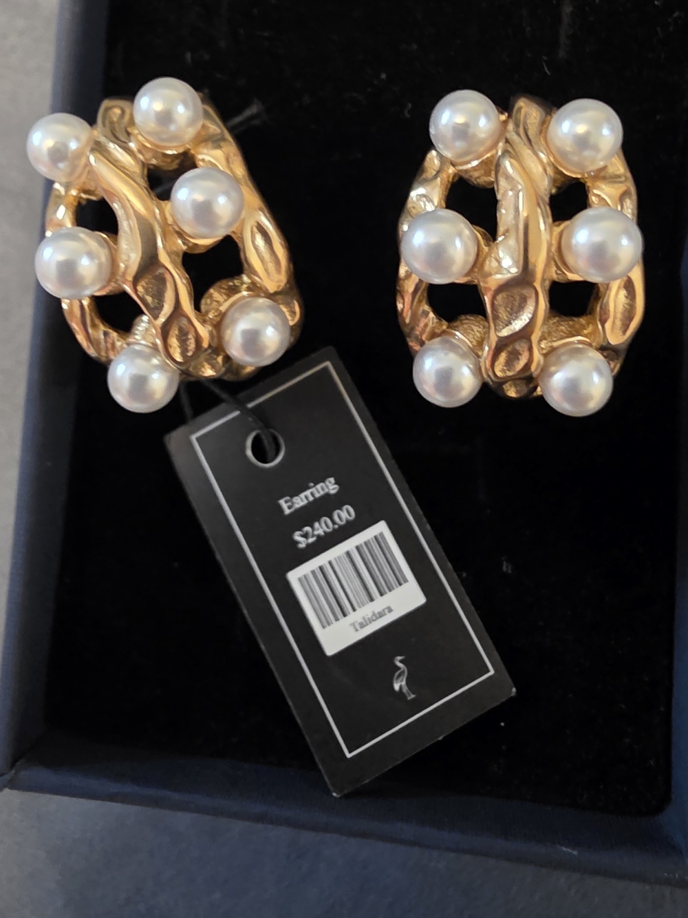 NWT Talidara Gold Organic Openwork Molte Hradčany Pearl Earrings 41